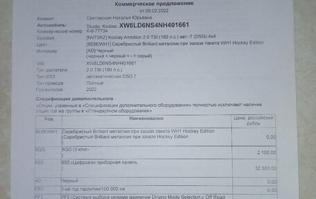 Skoda Kodiaq I, 2022 год, 4 100 000 рублей, 18 фотография