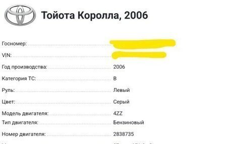 Toyota Corolla, 2006 год, 640 000 рублей, 5 фотография