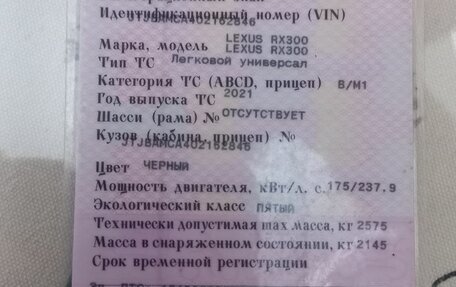 Lexus RX IV рестайлинг, 2021 год, 6 200 000 рублей, 14 фотография