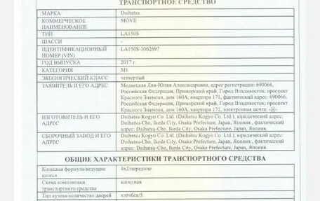 Daihatsu Move VI рестайлинг, 2017 год, 1 000 000 рублей, 13 фотография