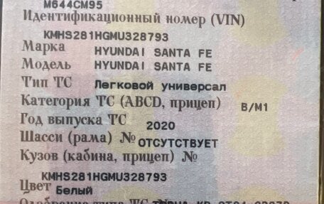 Hyundai Santa Fe IV, 2020 год, 2 949 000 рублей, 1 фотография