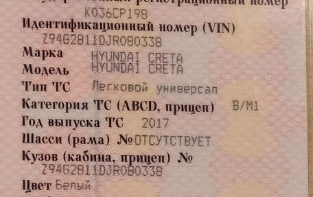 Hyundai Creta I рестайлинг, 2017 год, 1 800 000 рублей, 36 фотография